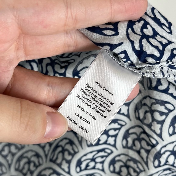 Talbots Plus Cotton Split Neck Pintuck Blouse Top Scallop Tile Print Sz 2X - Picture 6 of 8